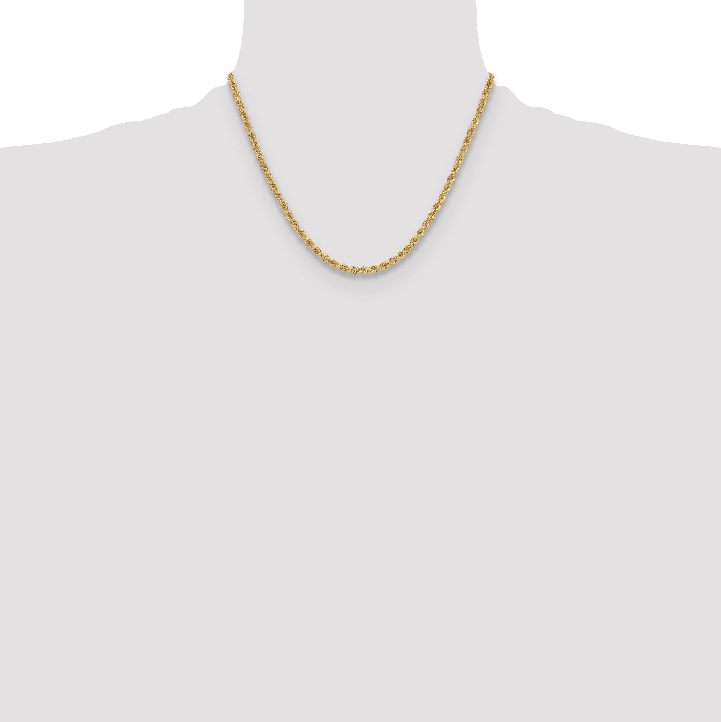 18 Inch 14k Yellow Gold 3.8mm Regular Rope Chain Necklace
