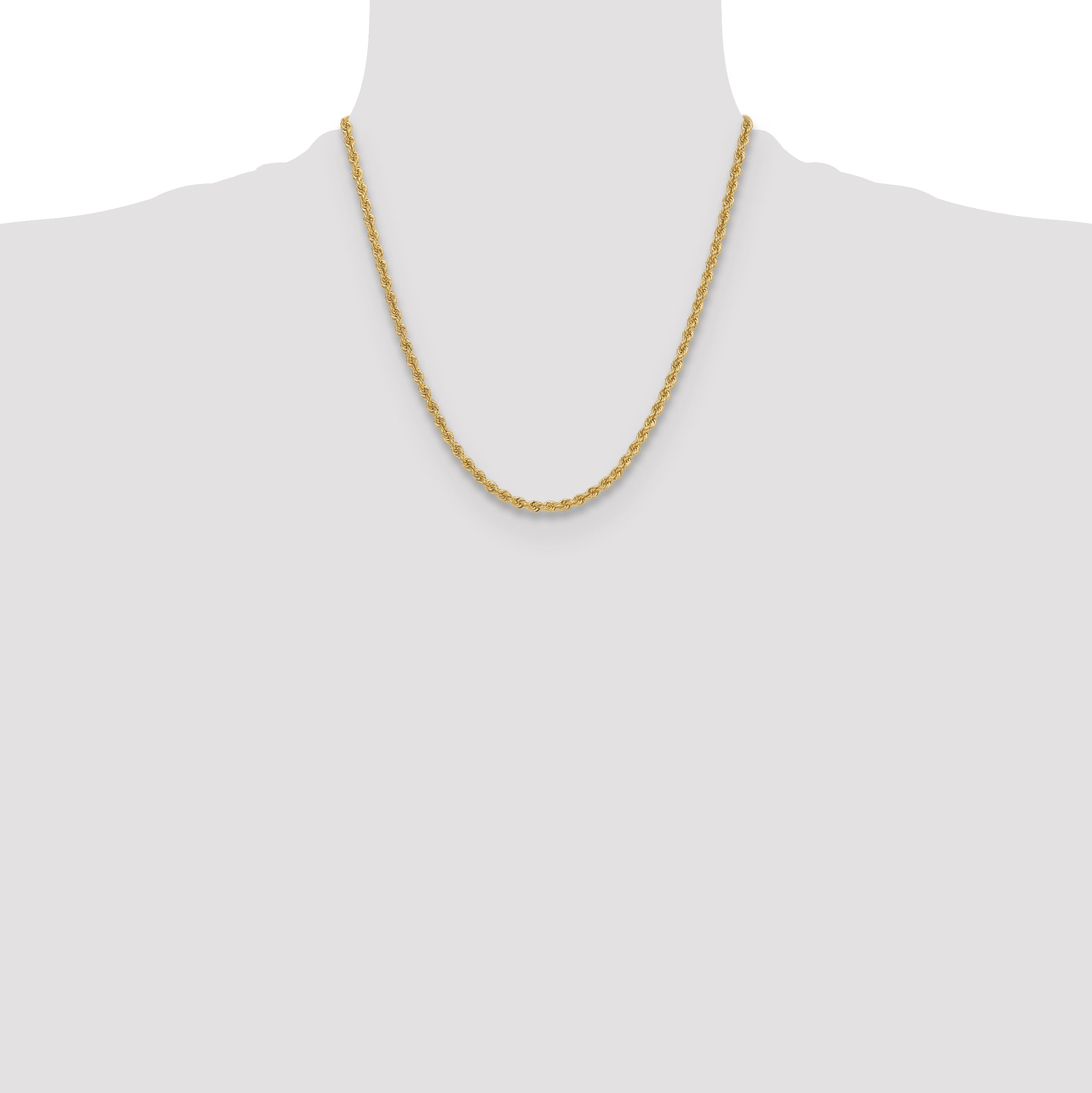 2 Inch 14k Yellow Gold 3.8mm Regular Rope Chain Necklace