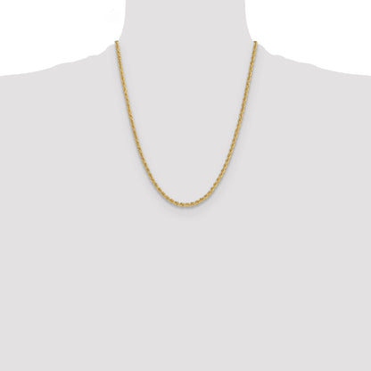 22 Inch 14k Yellow Gold 3.8mm Regular Rope Chain Necklace