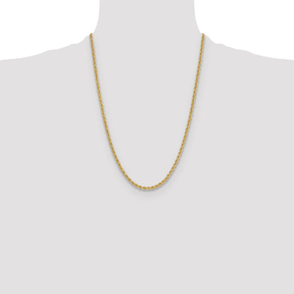 24 Inch 14k Yellow Gold 3.8mm Regular Rope Chain Necklace