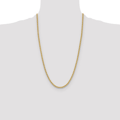 26 Inch 14k Yellow Gold 3.8mm Regular Rope Chain Necklace