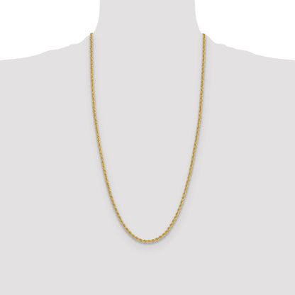 28 Inch 14k Yellow Gold 3.8mm Regular Rope Chain Necklace