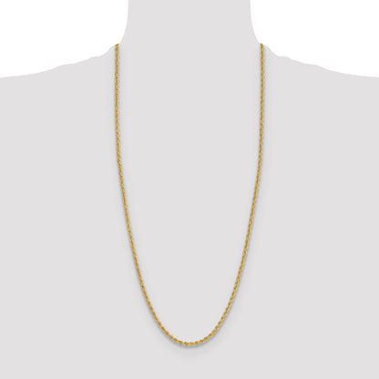 3 Inch 14k Yellow Gold 3.8mm Regular Rope Chain Necklace