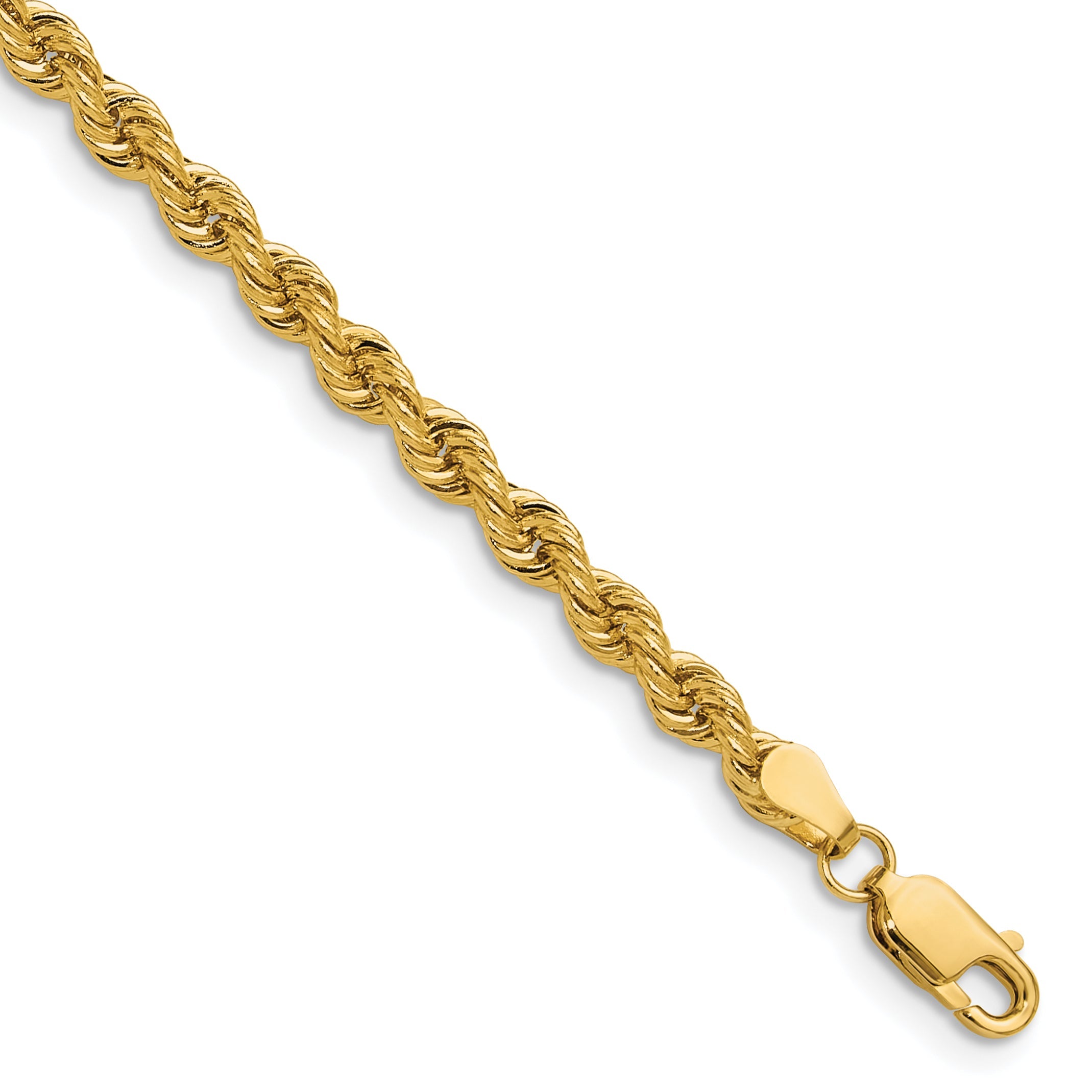 8 Inch 14k Yellow Gold 3.8mm Regular Rope Chain Bracelet