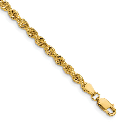 8 Inch 14k Yellow Gold 3.8mm Regular Rope Chain Bracelet