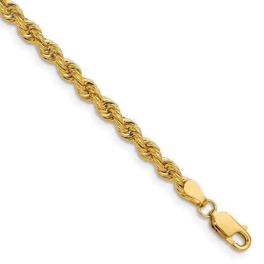 8 Inch 14k Yellow Gold 3.8mm Regular Rope Chain Bracelet
