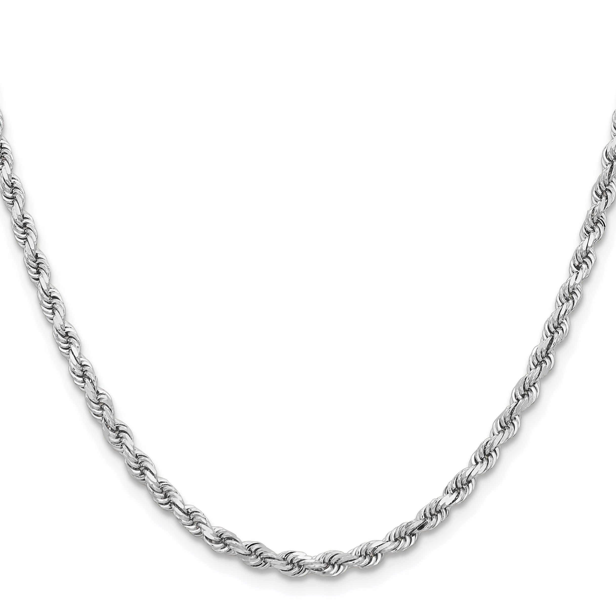 14k White Gold 24 inch 3.75mm Diamond-cut Rope with Lobster Clasp Chain Necklace