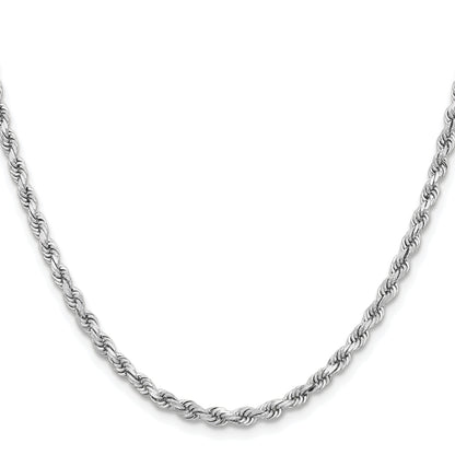 14k White Gold 20 inch 3.75mm Diamond-cut Rope with Lobster Clasp Chain Necklace