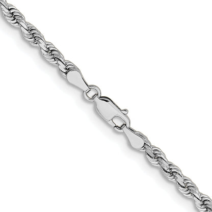 14k White Gold 18 inch 3.75mm Diamond-cut Rope with Lobster Clasp Chain Necklace