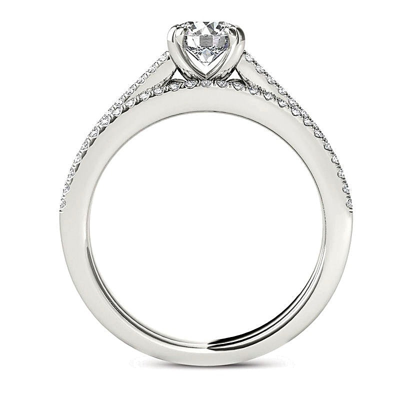 1.0 CT. TW Diamond Split Shank Bridal Set in 14K White Gold