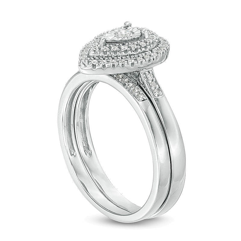 0.25 CT. TW Diamond Double Pear-Shaped Frame Bridal Set in Sterling Silver
