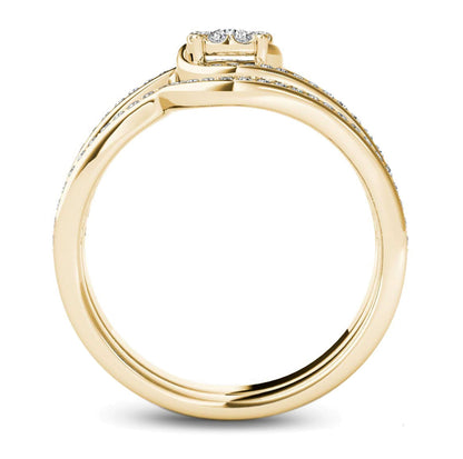 0.5 CT. TW Composite Diamond Flower Bypass Bridal Set in 14K Gold