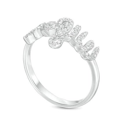 Love Talks 0.17 CT. TW Diamond "wifey" Cursive Script Ring in Sterling Silver