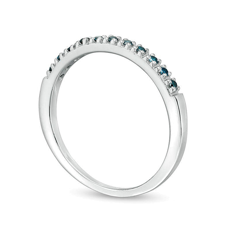 0.1 CT. TW Enhanced Blue Diamond Anniversary Band in 14K White Gold