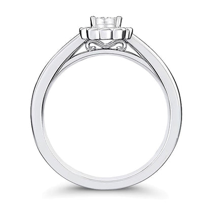 0.2 CT. TW Diamond Scallop Flower Ring in 10K White Gold