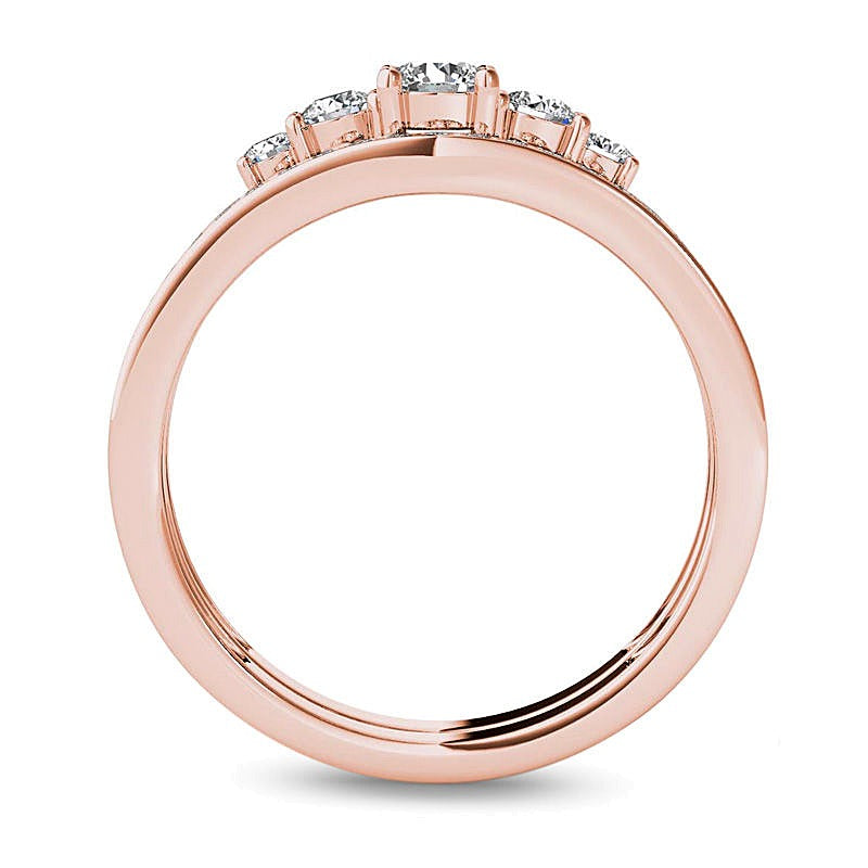 0.5 CT. TW Diamond Five Stone Bridal Set in 14K Rose Gold