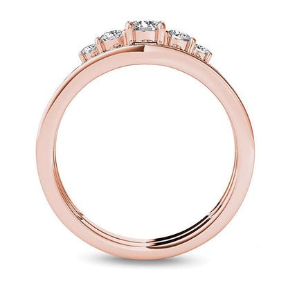 0.5 CT. TW Diamond Five Stone Bridal Set in 14K Rose Gold