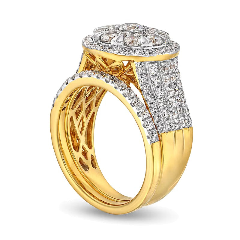 2.0 CT. TW Multi Diamond Pear Frame Bridal Set in 10K White Gold