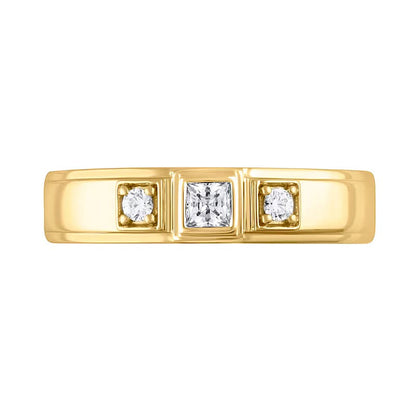 0.25 CT. TW Diamond Raised Square Frame Three Stone Band in 10K Gold