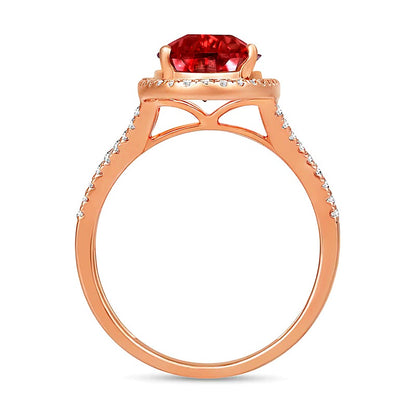 Elongated Pear-Shaped Lab-Created Ruby and White Lab-Created Sapphire Ring in Sterling Silver with 14K Gold Plate