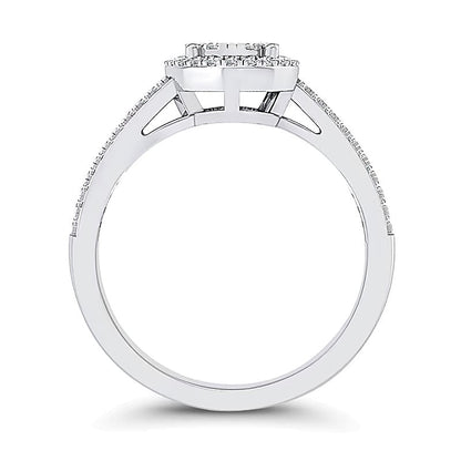 0.33 CT. TW Oval Multi-Diamond Frame Bypass Ring in 10K White Gold
