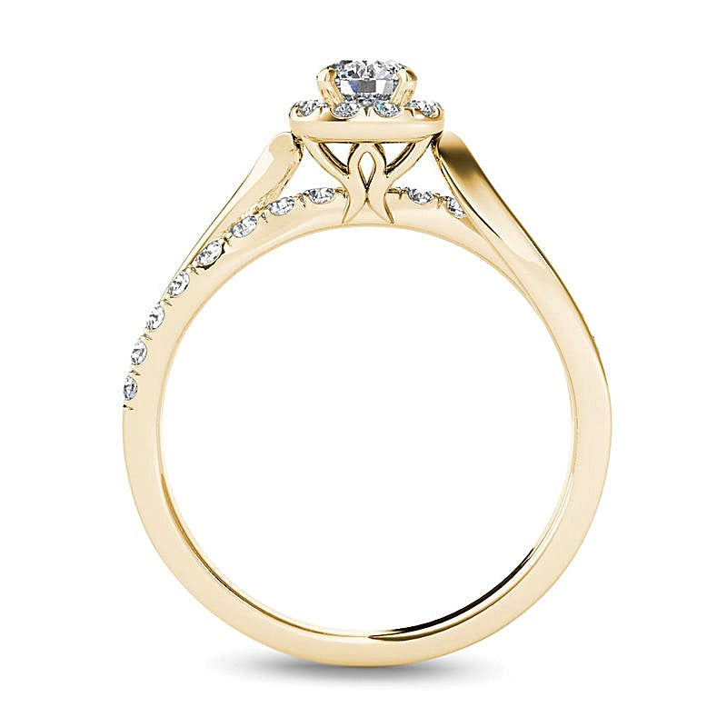 0.75 CT. TW Diamond Square Frame Split Shank Engagement Ring in 14K Gold