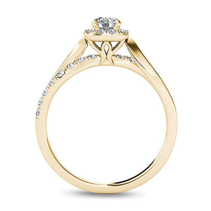 0.75 CT. TW Diamond Square Frame Split Shank Engagement Ring in 14K Gold