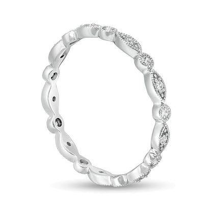 0.2 CT. TW Diamond Marquise and Circle Alternating Vintage-Style Eternity Anniversary Band in 10K White Gold