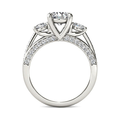 1.75 CT. TW Diamond Three Stone Engagement Ring in 14K White Gold