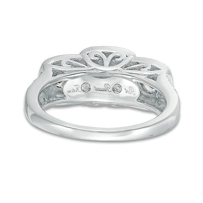 1.0 CT. TW Diamond Frame Past Present FutureÂ® Engagement Ring in 14K White Gold