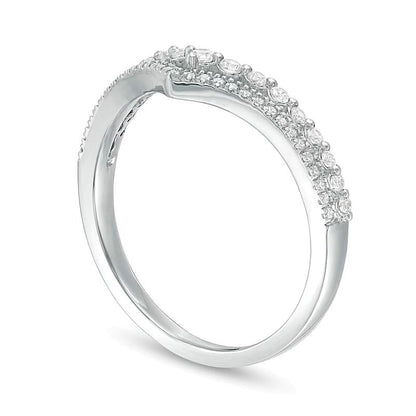 0.25 CT. TW Diamond Double Chevron Anniversary Band in 10K White Gold