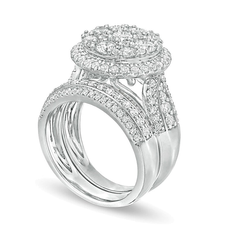 2.5 CT. TW Composite Diamond Frame Multi-Row Bridal Set in 10K White Gold