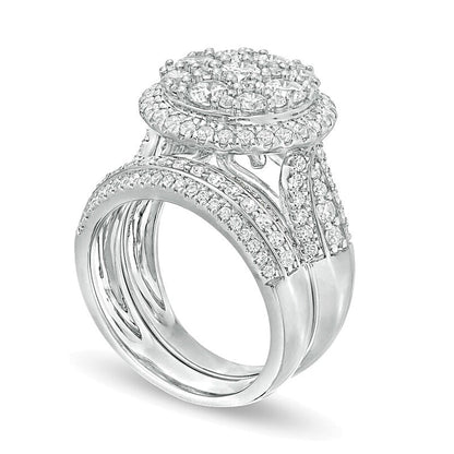 2.5 CT. TW Composite Diamond Frame Multi-Row Bridal Set in 10K White Gold