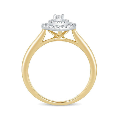 0.33 CT. TW Composite Diamond Double Pear-Shaped Frame Engagement Ring in 14K Gold