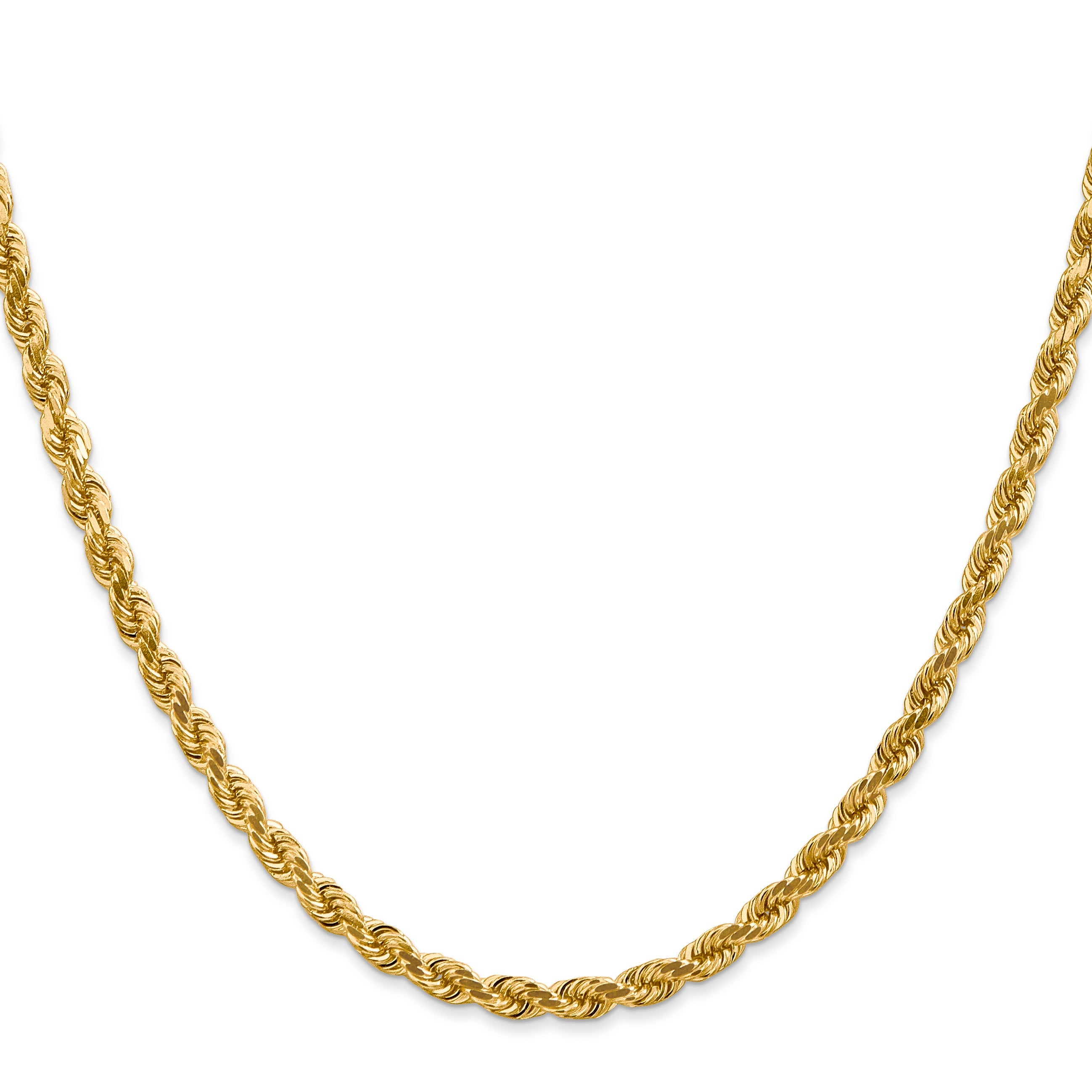14k Yellow Gold 20 inch 4mm Diamond-cut Rope with Lobster Clasp Chain Necklace