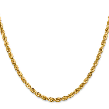 14k Yellow Gold 20 inch 4mm Diamond-cut Rope with Lobster Clasp Chain Necklace