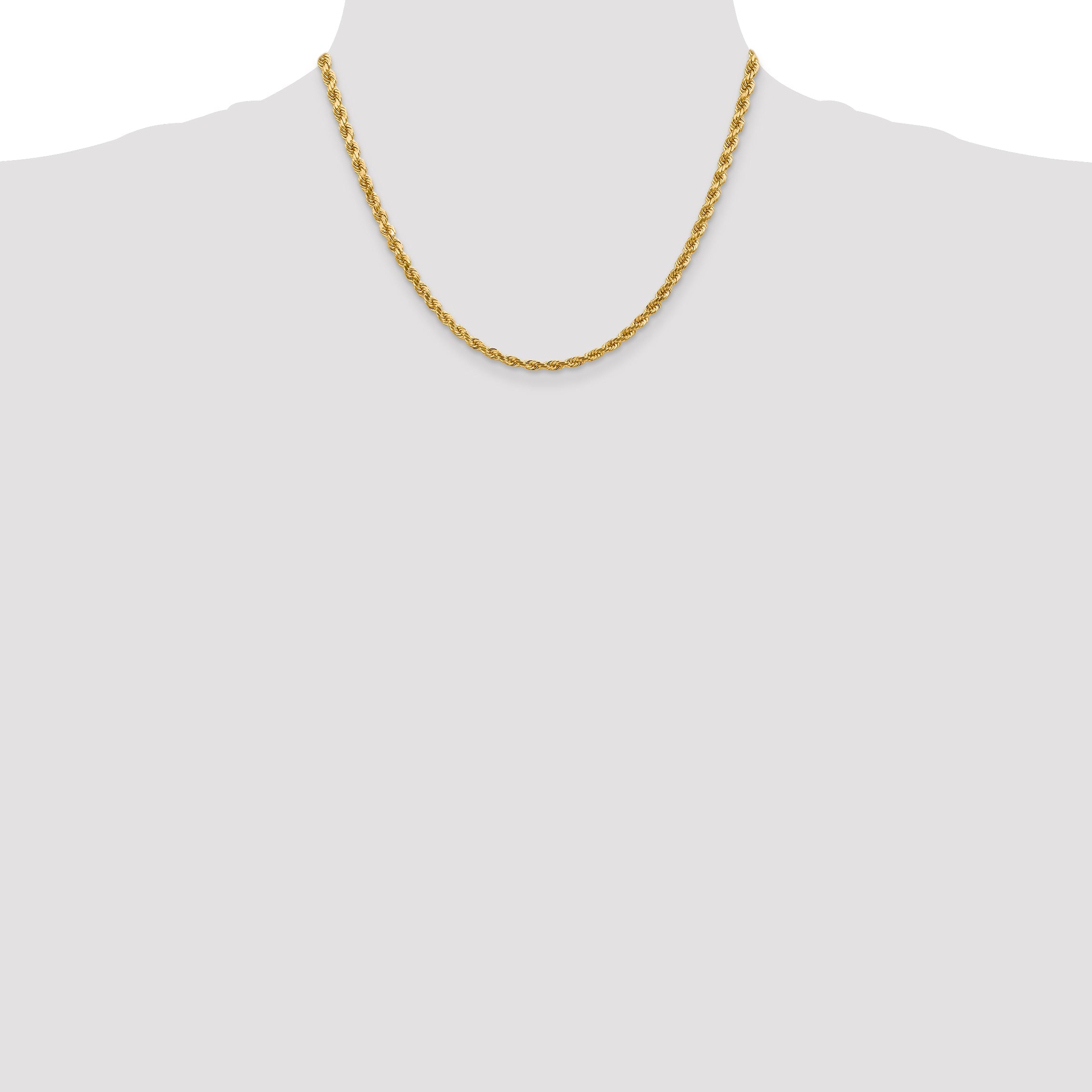 14k Yellow Gold 18 inch 4mm Diamond-cut Rope with Lobster Clasp Chain Necklace