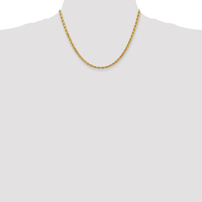 14k Yellow Gold 18 inch 4mm Diamond-cut Rope with Lobster Clasp Chain Necklace