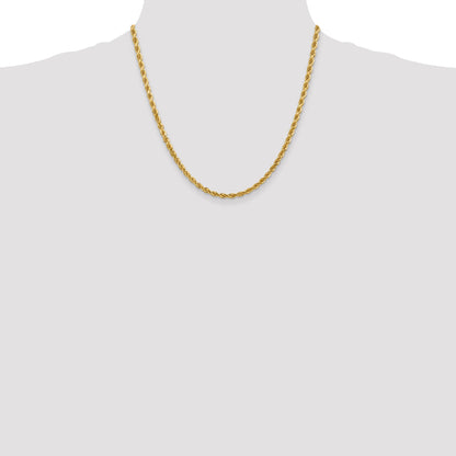 14k Yellow Gold 20 inch 4mm Diamond-cut Rope with Lobster Clasp Chain Necklace