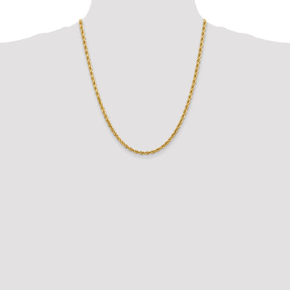 14k Yellow Gold 22 inch 4mm Diamond-cut Rope with Lobster Clasp Chain Necklace