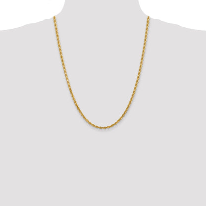 14k Yellow Gold 24 inch 4mm Diamond-cut Rope with Lobster Clasp Chain Necklace