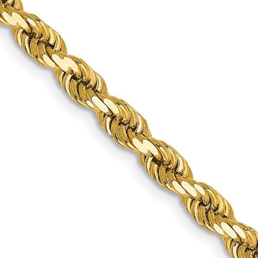 14k Yellow Gold 18 inch 4mm Diamond-cut Rope with Lobster Clasp Chain Necklace