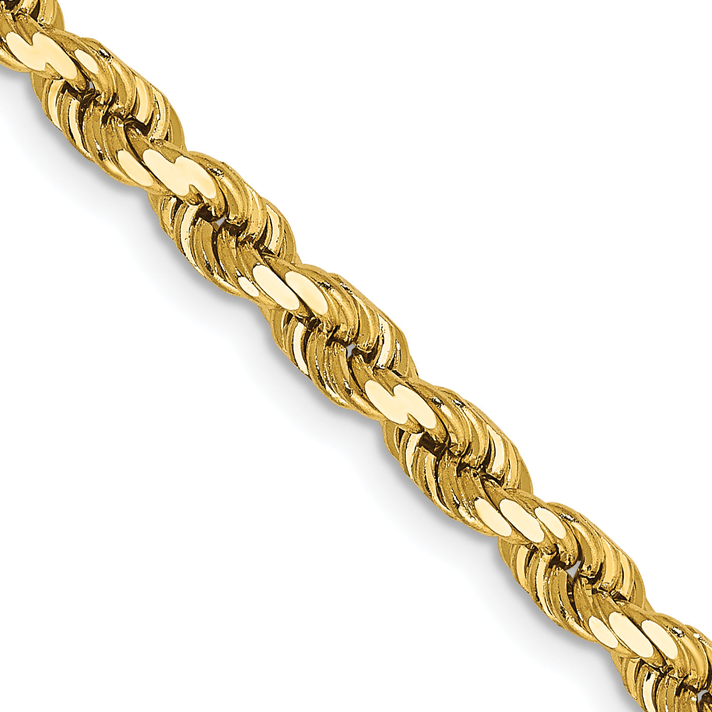 14k Yellow Gold 24 inch 4mm Diamond-cut Rope with Lobster Clasp Chain Necklace