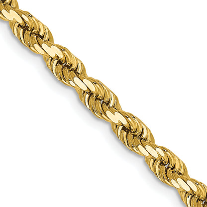 14k Yellow Gold 24 inch 4mm Diamond-cut Rope with Lobster Clasp Chain Necklace
