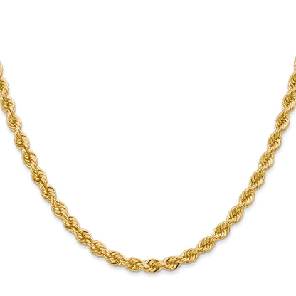 14k Yellow Gold 28 inch 4mm Regular Rope with Lobster Clasp Chain Necklace