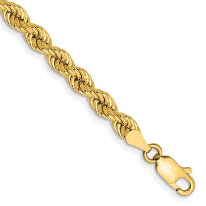 14k Yellow Gold 9 inch 4mm Regular Rope with Lobster Clasp Chain Bracelet