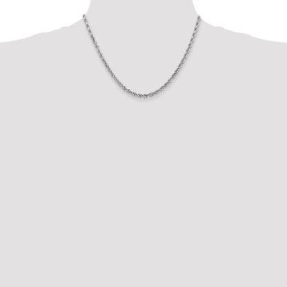 10K White Gold 4mm Diamond-Cut Rope Chain