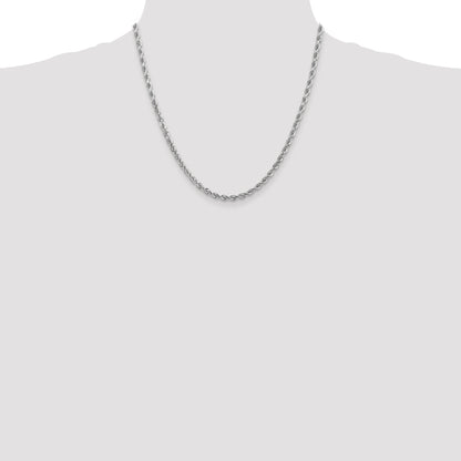 10K White Gold 4mm Diamond-Cut Rope Chain