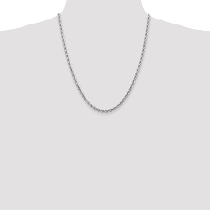 10K White Gold 4mm Diamond-Cut Rope Chain