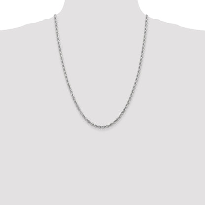 10K White Gold 4mm Diamond-Cut Rope Chain